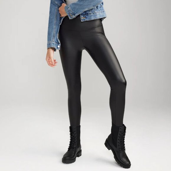 Yummie Faux Leather Shaping Legging Matte Black High Waist Size M $68 - Picture 11 of 11